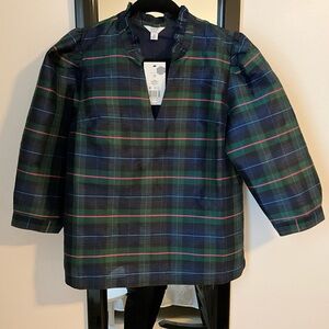 Navy Plaid Fashion Top